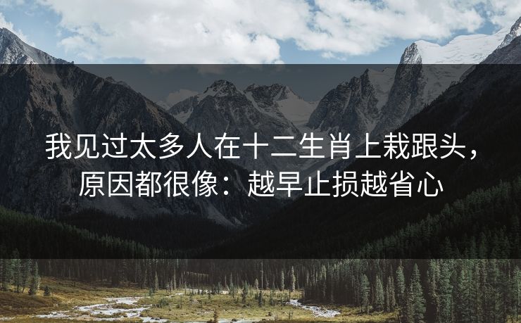 我见过太多人在十二生肖上栽跟头，原因都很像：越早止损越省心